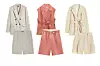 Sako 59,99 € (452 kn), hlače 35,99 € (271 kn) C&A/ Blejzer bez rukava 59,95 € (452 kn), hlače 39,95 € (301 kn) ZARA/ Sako na vezanje 44,99 € (339 kn), hlače 19,99 € (151 kn) H&M