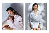 Lijevo sako Sportmax, MaxMara; naušnica Mango. Desno košulja i suknja Mango; naušnica Lie Studio i prsten By Malene Birger, Garderoba Concept Store