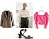 Karirani sako $90/ poluprozirna bluza naglašenih rukava $71/ kožne sandale s kopčom $65/ top od žakarda s izrezom $71/ sve & Other Stories