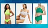 Bikini neonski zelene boje H&M (14,99 + 29,90 eura)/ bikini s motivom cvijeća Peek & Beau/Asos (22,42 + 13,01 funti)/ bkini s ukrasnim lančićem oko vrata Adriana Degras (922 kn)