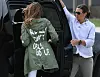 US First Lady Melania Trump departs Andrews Air Rorce Base in Maryland June 21, 2018 wearing a jacket emblazoned with the words