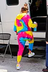 08/09/2020 EXCLUSIVE: Jennifer Lopez is pictured wearing a head to toe tie-dye outfit in New York City. The 51 year old American actress clearly wasn't going to be missed in this outfit sporting a matching Ralph Lauren hoody and joggers paired with color coordinated Nike trainers and a matching mask. J.Lo was spotted arriving to a trailer for filming outside of a studio in NYC. **VIDEO AVAILABLE**,Image: 551189075, License: Rights-managed, Restrictions: Exclusive NO usage without agreed price and terms. Please contact sales@theimagedirect.com, Model Release: no, Credit line: TheImageDirect.com / The Image Direct / Profimedia