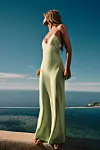 Zara zelena slip satenska midi haljina (29,95 eura)