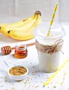 Banana smoothie with honey and flax seed