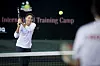 Zagreb, 310113. Trening mladih tenisacica Ane Konjuh i Donne Vekic u Nacionalnom teniskom centru na Kajzerici. Na fotografiji: Ana Konjuh je zaigrala tenis par minuta i s novinarom Jutarnjeg lista Tomislavom Poljakom.