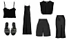 Kratki nabrani top Top Shop (12 funti)/ ravne natikače s biserima Uterque (950 kn)/ duga slip haljina The Row; Matches Fashion (1444 eura)/ kratka majica naglašenih rukava Zara (99,90 kn)/ bermude s patentima 3.1 Phillip Lim; Net-a-Porter (1503 kn)/ satenska midi suknja Anine Bing; Net-a-Porter (1729 kn)