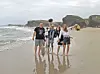 Sa suprugom Martinom Arapinac Radičević i kćerima Nikom i Lisom na plaži Aguas Santas