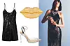Mini haljina 97,87 kn/ 12,99 € C&A Clutch s kristalima 12.838,80 kn/ 4266,25 € JUDITHLEIBER.COM; Salonke Steve Madden 470 kn/62,38 € FASHION& FRIENDS; Narukvica s kamenčićima 159,90 kn/ 21,22 € ZARA