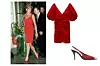Princeza Diana u crvenom looku/ drapirana haljina Uterque (1390 kn)/ slingback cipele Saint Laurent (695 eura)