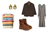 Naušnice Laura Lombardi; The Frankie Shop (89 eura)/ pulover u bojama Edited; About You (529 kn)/ sako The Frankie Shop (285 eura)/ scuba gležnjače Gia Borghini; Mytheresa (475 eura)/ rebrasta haljina H&M (90 eura)