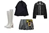 Čizme od umjetne kože 54,28 €, RAID/ Pelerina od poliestera 19,99 € PULL&BEAR/ Mini suknja od mješavine vune 3,99 € ZARA/ Jakna od pamuka i poliestera 49,95 € ZARA