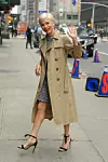 New York, NY - Actress Michelle Williams dons a beige trench coat over her dress for the Late Show with Stephen Colbert. Pictured: Michelle Williams *UK Clients - Pictures Containing Children Please Pixelate Face Prior To Publication*,Image: 425432464, License: Rights-managed, Restrictions: , Model Release: no, Credit line: BACKGRID / Backgrid USA / Profimedia