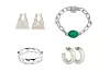 Srebrne trokutaste naušnice Bottega Veneta; Moda Operandi (6.059,65 kn)/Srebrna narukvica Yubaba Loren Stewart; Net-a-porter (2.063,28 kn)/Srebrni prsten Maria Black; Farfetch (114 €)/Naušnice Christopher Esber; My Theresa (830 kn - akcijska cijena)