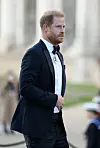 Vojvoda od Sussexa u tamnom odijelu i bijeloj košulji stiže na gala večeru u Greenwichu.