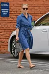 Santa Monica, CA - *EXCLUSIVE* Reese Witherspoon looks refreshed after a three hour Sunday morning spa session at Queen Bee Salon & Spa in Santa Monica. Reese dons a denim dress and leather sandals for her solo trip to the spa. A noticeable blemish on Reese's cheek can be seen as she returns to her car with a smile. Pictured: Reese Witherspoon *UK Clients - Pictures Containing Children Please Pixelate Face Prior To Publication*, Image: 429478508, License: Rights-managed, Restrictions: , Model Release: no, Credit line: BACKGRID / Backgrid USA / Profimedia
