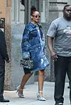 New York, NY - Rihanna steps out for some apartment hunting in the financial district of New York. Rihanna was rocking a patchwork denim dress and blue heels. Pictured: Rihanna *UK Clients - Pictures Containing Children Please Pixelate Face Prior To Publication*, Image: 349299939, License: Rights-managed, Restrictions: , Model Release: no, Credit line: BACKGRID / Backgrid USA / Profimedia