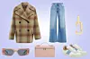 Karirani kaput Loro Piana/ trapez traperice The Row/ naušnice Eera/ sunčane naočale Valentino/ mini torbica Loro Piana/ tenisice Tod‘s