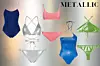 Svjetlucavi kostim Oséree; Farfetch (213 eura)/ bikini na vezanje Isabel Marant; Farfetch (120 + 105 eura)/ kupaći kostim s uzorkom Shiwi; About You (415 kn)/ jednodijelni kupaći kostim The Attico (320 eura)/ metalik bikini Mango (169,90 + 129,90 kn)