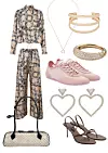 Košulja i hlače Loewe/ Narukvica Jennifer Behr/ Prsten Engelbert/ Tenisice Jimmy Choo/ Naušnice Valentino/ Pletena torba Alaïa/ Sandale Paris Texas