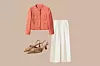 Jakna od tvida Mango (69,99 eura)/ slingback cipele Zara (35,95 eura)/ hlače na crtu H&M (139 eura)