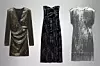Mini haljina sa šljokicama Zara (35,95 eura), Crna baršunasta haljina sa školjicama Zara (49,95 eura), Mini haljina sa šljokicama i resama Zara (45,95 eura)