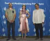 Split, 020720. Otvaranje 13. Festivala mediteranskog filma u ljetnom kinu Bacvice. Tom prilikom premijerno je prikazan film Mater redatelja Jure Pavlovica. Na fotografiji: redatelj Jure Pavlovic (lijevo), glavna glumica Darija Lorenci i direktor festivala Alen Munitic. Foto: Josko Supic / CROPIX