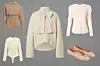 Bodi Victoria Beckham; Moda Operandi / Pulover Edited; About You / Majica Sisley; About You / Drapirani bodi Zara / Balerinke s mašnom Mohito