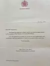 Pismo zahvale koje joj je stiglo iz Windsora