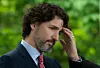 May 29, 2020, Ottawa, on, Canada: Prime Minister Justin Trudeau touches his forehead during a news conference outside Rideau Cottage in Ottawa, Friday May 29, 2020.,Image: 523628503, License: Rights-managed, Restrictions: * Canada and U.S. RIGHTS OUT *, Model Release: no