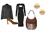 Sako od vunenog gabardena MAX MARA/ Bodycon haljina od trikotaže WOLFORD/ Salonke od brušene kože CHRISTIAN LOUBOUTIN/ Torba od brušene kože s resama CELINE/ Zlatne naušnice Julius Chain KHAITE