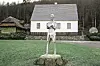 Spomenik ispred Memorijalnog centra ‘Nikola Tesla’ u Smiljanu.
