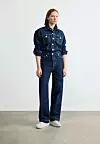 Tommy Jeans FLAG EMBROIDERY COLLARED DENIM JUMPSUIT - Kombinezon - denim dark - prije 179,04 eura, sada 107,95 eura