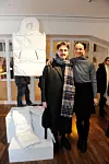 Izlozba modnih dizajnera Vizije - Preobrazaj svakidasnjeg / Galerija Ulupuh / Zagreb 23.01.2020. / foto: Maja Jurovic / Duje Kodzoman isperd svojeg rada Vreca za spavanje s nogavicama i Petra Krpan