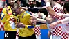 Austrija, Graz, 130120. Europsko rukometno prvenstvo. Utakmica skupine A, Hrvatska - Srbija. Na fotografiji: slavlje Hrvatskih igraca nakon pobjede nad Srbijom, Marin Sego Foto: Ante Cizmic / CROPIX
