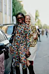 Street style, Flame and Chili Dia arriving at Ganni Spring Summer 2021 show, held at Badsmandsstraede, Copenhagen, Denmark, on August 10th, 2020.,Image: 551765375, License: Rights-managed, Restrictions: , Model Release: no, Credit line: Bertrand-Hillion Marie-Paola/ABACA / Abaca Press / Profimedia