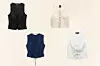 Zara crni top uz tijelo s vezicama (22,95 eura)/Mango plavi top s volanima i mašnom (19,99 eura)/Zara bež top u stilu prsluka bez rukava s vezicama (25,95 eura)/Zara bijeli rastezljivi top s vezicama (22,95 eura)