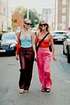 Street style, Thora Valdimars and Jeanette Friis Madsen arriving at Ganni Spring Summer 2021 show, held at Badsmandsstraede, Copenhagen, Denmark, on August 10th, 2020.,Image: 551765704, License: Rights-managed, Restrictions: , Model Release: no, Credit line: Bertrand-Hillion Marie-Paola/ABACA / Abaca Press / Profimedia