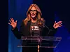 NEW YORK, NY - OCTOBER 17: Actress Julia Roberts speaks during the Hillary Victory Fund - Stronger Together concert at St. James Theatre on October 17, 2016 in New York City. Broadway stars and celebrities performed during a fundraising concert for the Hillary Clinton campaign. (Photo by Justin Sullivan/Getty Images)