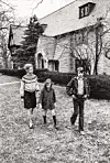 American political activist Phyllis Schlafly (left) walks in her yard with her children Ann and Andy, Alton, Illinois, 1975. (Photo by Michael Mauney/The LIFE Images Collection via Getty Images/Getty Images)
