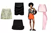 Suknja od žakarda & Other Stories (69 eura)/ drapirana suknja Zara (179,90 kn)/ suknja s perjem Saint Laurent; Matchesfashion (990 eura)/ mini suknja visokog struka Zara (199,90 kn)/ suknja sa šlepom Prada; Farfetch (1380 funti)