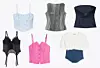 Model od poliesterske čipke 22,99 € BERSHKA/ Model od vezenog tila 52,90 € INTIMISSIMI/ Model od poliestera s naramenicama 29,99 € C&A/ Korzet majica od pamuka 69,95 € MASSIMO DUTTI/ Model od poliestera 17,99 € BERSHKA/ Pamučna majica s ušivenim korzetom od trapera 12,99 € C&A