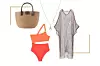 Zlatna ogrlica sa slovom ZAKS / torba u stilu cekera Chloe/ kupaći kostim COS/ mrežasti kaftan Zara