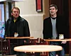 Zagreb, 221110. Poznatih je i danas bilo na Zagrebackoj spici. Na slici: Robert Prosinecki i Zvonimir Soldo popili su kavu u Bulldogu a kasnije sa prijateljima otisli preko Cvjetnog trga. Foto: Miso Lisanin / CROPIX