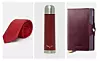 Kravata od svile Moschino 82,99 €/ Termos boca Salewa Rienza 750 ml 52,99 €/ Kožni novčanik Secrid 159,90 €, sve Answear.hr